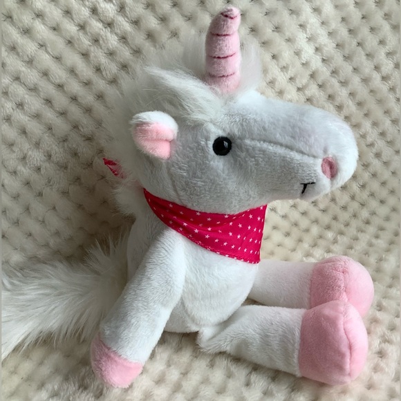 Kinder Surprise Plush Unicorn Pink White Dark Pink Bandanna Stuffed Animal Toy - Picture 9 of 12